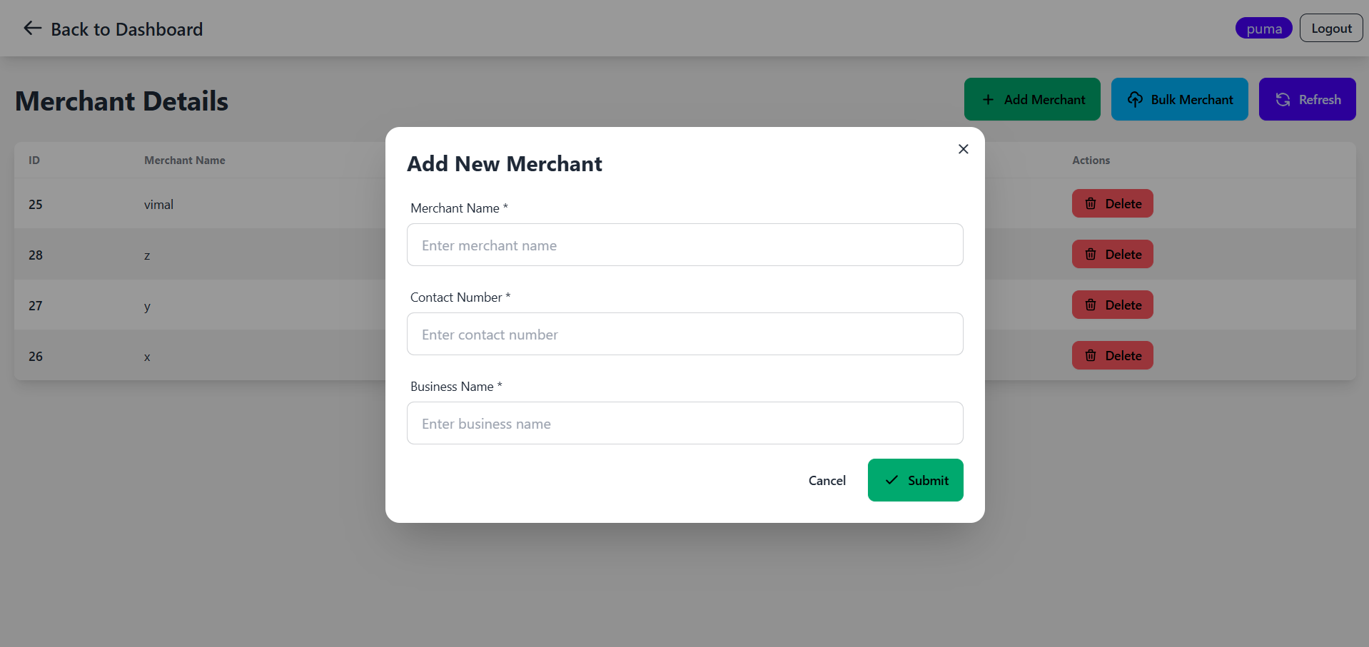 Brand New Add Merchant